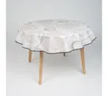 Produktbild: laro Tischdecke 140cm runde Wachstuchtischdecke Saum-Eingefasst Kreiswogen Weiß Beige