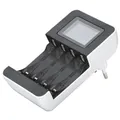 Produktbild: Akku Ladegerät, für AA und AAA (für 1-4 wiederaufladbare NiMh AA oder AAA Akkus, Batterie Ladegerät, LCD Anzeige, Ladeanzeige, Anzeige defekter Batterien) schwarz/weiß