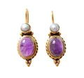 Produktbild: Mugello Paar Ohrhänger Medici Amethist Süßwasserperle klassischer Vintage-Stil, Handarbeit aus kleiner florentinischen Manufaktur, Vintageschmuck