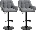 Produktbild: HOMCOM 2er-Set Barhocker Barstuhl Höhenverstellbar Küchenstühle 360° Drehstuhl Bistrohocker mit Lehne und Fußstütze für Bartheke Küche Esszimmer Bezug aus PolyurethanGrau 57,5 x 52,5 x 93-114 cm