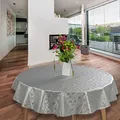 Produktbild: laro Wachstuch-Tischdecke Abwaschbar Garten-Tischdecke Wachstischdecke PVC Plastik-Tischdecken Eckig Meterware Wasserabweisend Abwischbar GAC, Muster:Relief geprägt Grau, Größe:140cm Rund
