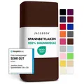 Produktbild: Jacobson Spannbettlaken aus 100% Baumwolle, Jersey Bettlaken 160 g/m2, Spannbetttuch mit Gummizug, OEKO-TEX®, pflegeleicht, viele Farben braun 120 - 130 cm x 200 cm