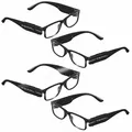 Produktbild: PEARL 4er-Set Modische Lesehilfe mit integriertem LED-Leselicht, +3,0 dpt