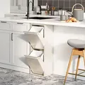 Produktbild: Mülltrennschrank 'Sollentuna' mit 2 Kippfächern Metall 2 x 14 L Eimer Pfefferweiß - Creme