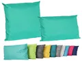 Produktbild: JACK 2er Set Outdoor Lounge Kissen Set 45x45cm + 30x50cm Dekokissen Inkl. Füllung Wasserfest Sitzkissen Garten Lotus Effekt, Farbe:Aqua