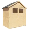 Produktbild: WOODTEX Naturbelassen 180 x 120 cm Gartenhaus Sylta 1, 14 mm Wandstärke Fichtenholz, Satteldach Spanplattendach, Elementbauweise, Inklusive Fußbo... - Naturbelassen
