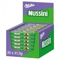 Produktbild: Milka Nussini Riegel – Knusprige Waffelschnitte mit Haselnusscrème und Alpenmilch-Schokolade – 35 x 31,5g