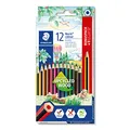 Produktbild: STAEDTLER Buntstifte Noris colour, rutschfeste Soft-Oberfläche, hohe Bruchfestigkeit, Made from Upcycled Wood, intensive Farben, Sechskantformat, 12 Farbstifte + 1 Buntstift im Kartonetui, 185 SET9