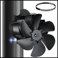 Produktbild: Kaminventilator 6 Klingen Magnetisch mit Thermometer 16 cm Schwarz für Ofenrohr