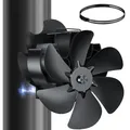 Produktbild: Miaton Kaminventilator 600E10 Magnetisch mit Thermometer, 6 Klingen, Schwarz, L