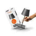 Produktbild: SIGOR Nuindie 2.0 mini - Dimmbare kleine LED Akku-Tischlampe Indoor & Outdoor, IP54 spritzwassergeschützt, Höhe 25 cm, aufladbar mit USB-C, 12 h Leuchtdauer, graphitgrau
