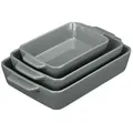 Produktbild: Auflaufform Set, Keramik, 3 Größen, Eckig, Ofenform Für Lasagne, Gratin, Tiramisu, Spülmaschinenfest, Grau - Relaxdays