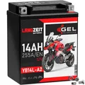 Produktbild: Langzeit YB14L-A2 Motorradbatterie GEL 12V 14Ah 51411 FB14L-A2 CB14L-A2 12N14-3A