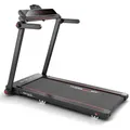 Produktbild: Christopeit Sport® Laufband TM 750 S (mit/ohne Pulsgurt) (95% vormontiert, nur 19 cm flach), bis max. 16 km/h, klappbar, 130 kg max. Benutzergewicht rot|schwarz