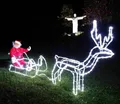 Produktbild: XXXL LED MAGIC SET Rentier+Schlitten+Weihnachtsmann 210cm lang Elch~Santa IP44