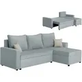 Produktbild: Ecksofa - mint - Breitcord - mit Liegefunktion und Staukasten