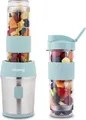 Produktbild: H.Koenig Mini Smoothie Maker, Blender elektrisch, Transportabel 570mL SMOO16 BPA-frei 300W, Smoothie Mixer 2 tragbar Flaschen, Pastellblau