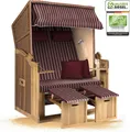 Produktbild: Strandkorb Ostsee 2-Sitzer 120cm breit in beige rot weiß nadelstreifen zerlegt, ideal für Balkon, Terrasse oder Garten