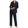 Produktbild: Hanro Pyjama Natural Comfort (Set, 2 tlg) Pyjama - Im klassischem Design, Schlafanzüge zum selber mixen blau XS