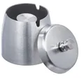 Produktbild: Relaxdays Aschenbecher aus Edelstahl, mit Deckel, Tischascher, 9cm Höhe, 8cm Durchmesser, silber
