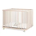 Produktbild: Sämann Laufstall Baby mit Matratze Cloud Air und Schlupfsprossen | TÜV geprüft | stufenlos höhenverstellbar | Laufgitter Premium | Babybett aus Holz | Krabbelgitter (natur, 75x100 cm)