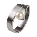 Produktbild: Ernstes Design Ring R123 Perle 6 mm Edelstahl matt Weite 48-62 Zuchtperle Perlen