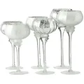 Produktbild: Windlicht Manou Glas lackiert silber matt/glänzend H 38-47 cm 3-teilig