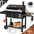 Produktbild: KESSER® Grill Grillwagen XXL Holzkohlegrill mit Deckel, Rädern, Edelstahl-Griff, Grillrost und Thermometer Holzkohle kohlegrill Wagen groß Kohle... - Schwarz