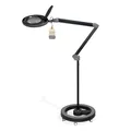Produktbild: Lumeno dimmbare LED Lupenleuchte 8515SW mit großer 152 mm Echtglaslinse, einstellbare Helligkeitsstufen, geeignet als Arbeitsleuchte, Lupenlampe, Lesehilfe, 5 Dioptrien mit Rollstativ Schwarz