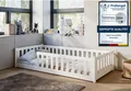 Produktbild: Kids Collective Kinderbett Bodenbett Bett mit Rausfallschutz & Lattenrost Montessori Bett Kinder (weitere Größen 80x160, 90x200, 120x200, 140x200 cm), Jugendbett Einzelbett mit Matratze, weiß Kiefer 80 x 180 cm