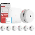 Produktbild: X-Sense Smart Rauchmelder XS01-M mit SBS50 Basisstation, Zertifiziert nach EN 14604, vernetzbare Funkrauchmelder mit WLAN, kompatibel mit der X-Sense Home Security App, weiß, FS61, 6 Stück
