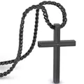 Produktbild: SERASAR Kette Herren Halskette mit Anhänger Edelstahl - 60cm Schwarz Schmuck Schachtel Geschenk für Männer Cross Necklace Men Jewelry Band Jesus Kreuz Weizen