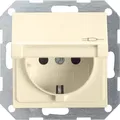 Produktbild: Gira System 55 Cremeweiß glänzend Schuko Steckdose mit Deckel - Beige