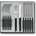 Produktbild: Victorinox Swiss Modern Besteck-Set für 6 Personen, 12-teilig, inkl. scharfe Messer mit Wellenschliff, Kunststoffgriffe, Schwarz - Schwarz
