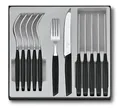 Produktbild: Victorinox Swiss Modern Besteck-Set für 6 Personen, 12-teilig, inkl. scharfe Messer mit Wellenschliff, Kunststoffgriffe, Schwarz