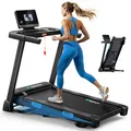 Produktbild: Klappbares elektrisches Laufband – 2,5 PS, bis 12 km/h, leiser Motor, LED-Anzeige, APP & Tablet-Halter, Herzfrequenzmessung, bis 136 kg, Home & Office