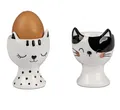 Produktbild: Eierbecher 2.tlg Set Katze schwarz weiß H. 8cm in Geschenkbox Formano F25
