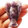 Produktbild: Lovionus89 Natürlich Amethyst Wächter Engel Statue, Handgeschnitzt Stein Heilung Kristall Tasche Figuren Dekoration, 5CM