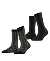 Produktbild: ESPRIT Damen Socken Pepita Pattern Multipack W So Baumwolle gemustert 2 Paar, Schwarz Black 3000, 35-38