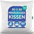 Produktbild: KNERST® Kopfkissen 80x80 cm – Komfortables Schlafkissen, Sofakissen oder Zierkissen – Kissen 80x80 für Allergiker geeignet – Waschbar bei 95°C für maximale Hygiene - Dekokissen
