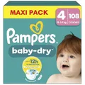 Produktbild: Pampers Baby-Dry Größe 4, 108 Windeln, 9 kg - 14 kg, für eine bequeme Nacht bis zu 100% ohne Auslaufen