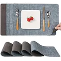 Produktbild: Myir JUN Tischsets Abwaschbar und Untersetzer 4er Set, Platzsets Abwaschbar Doppelseitig Bedruckt Kunstleder Schmutzabweisend & rutschfest, Platzdeckchen Abwischbar Lederoptik für Küche & Esszimmer