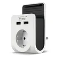 Produktbild: REV USB Ladegerät – Steckdosenadapter mit praktischer Ablageschale für Smartphone, 2-f. USB A & 230V Steckdose – weiß
