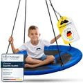 Produktbild: WOLKENGLÜCK® Nestschaukel [Ø 110 cm] - Höhenverstellbare Schaukel Outdoor & Indoor für Kinder und Erwachsene [belastbar bis 150 kg] - Tellerschaukel inkl. Montage-Zubehör - Schaukel Kinder