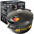 Produktbild: STONELINE Cocotte Bräter mit Deckel Induktion 20 cm, 2,6 L, Aluguss Topf beschichtet mit echten Steinpartikeln, Bratentopf Schmortopf mit Deckel Backofengeeignet, für alle Herdarten, Farbe: Schwarz