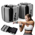 Produktbild: Fizyo Verstellbare Handgelenkgewichte – Set mit 2 Stück Langlebiges tragbares Handgelenk- und Knöchelgewichte für Yoga, Tanz, Barre, Pilates, Cardio, Aerobic, Walkingn (Grau, 900g)