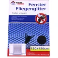 Produktbild: Fenster Fliegengitter Schutznetz 130x150cm schwarz Insekten Fliegen Vorhang Netz