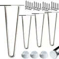 Produktbild: 4x Haarnadel Tischbeine EDELSTAHL SCHWARZ CHROME Möbel Tischgestell Hairpin Leg EDELSTAHL 2 Streben