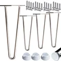 Produktbild: STAHLIA Haarnadel Tischbeine Möbelfuß Höhe 15cm Edelstahl (4er SET) 2 Streben Ø12mm Tischgestell Hairpin Leg Möbelfüße Schalldämmung inkl. Bodenschoner