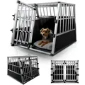 Produktbild: Alu Hundetransportbox – Auto Hundebox Robust & Pflegeleicht, Gittertür Verschließbar, Aluminium Transportbox Für Hunde - Größe Xl - 96×90×71 Cm - Juskys